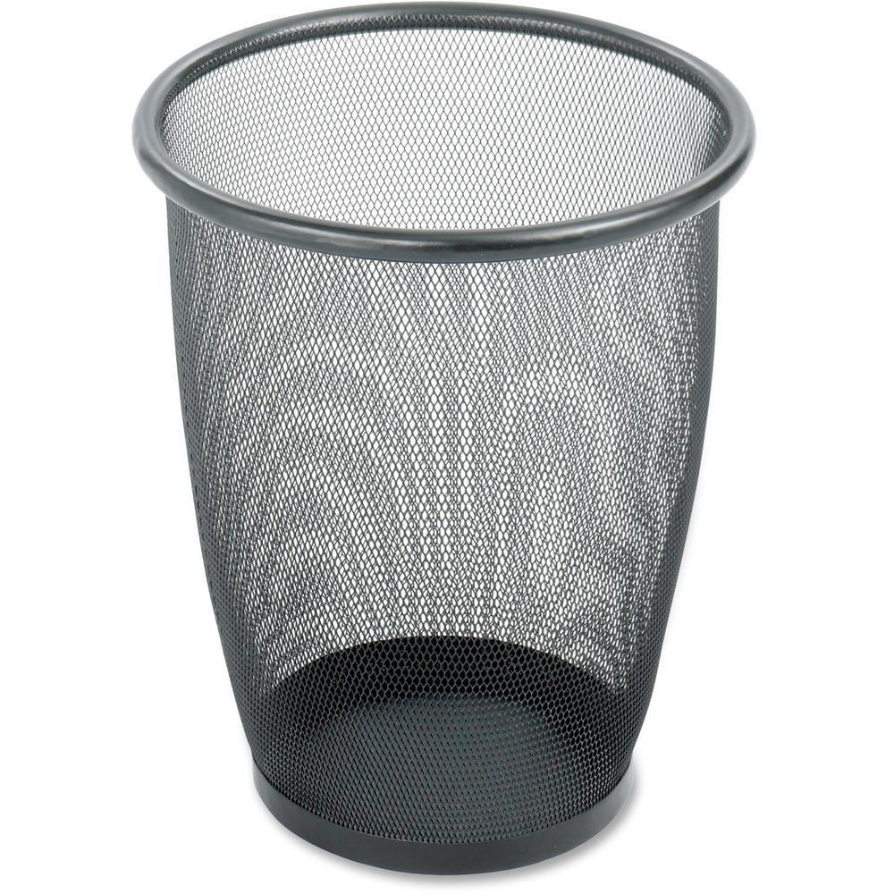 Safco Round Mesh Wastebaskets - 5 gal Capacity - Round - 13" Opening Diameter - 14.5" Height - Steel - Black - 1 Each. Picture 1