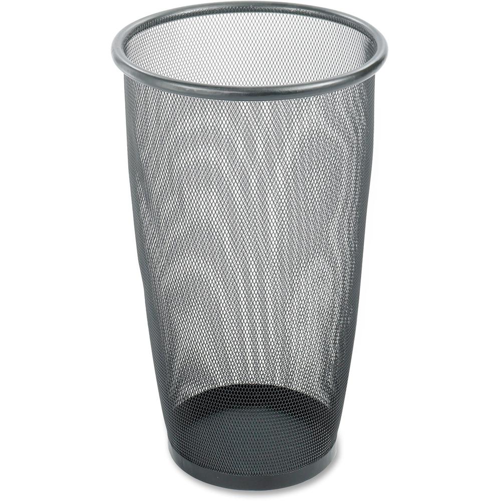 Safco Round Mesh Wastebaskets - 9 gal Capacity - Round - 13.50" Opening Diameter - 19.5" Height - Steel - Black - 1 Each. Picture 1