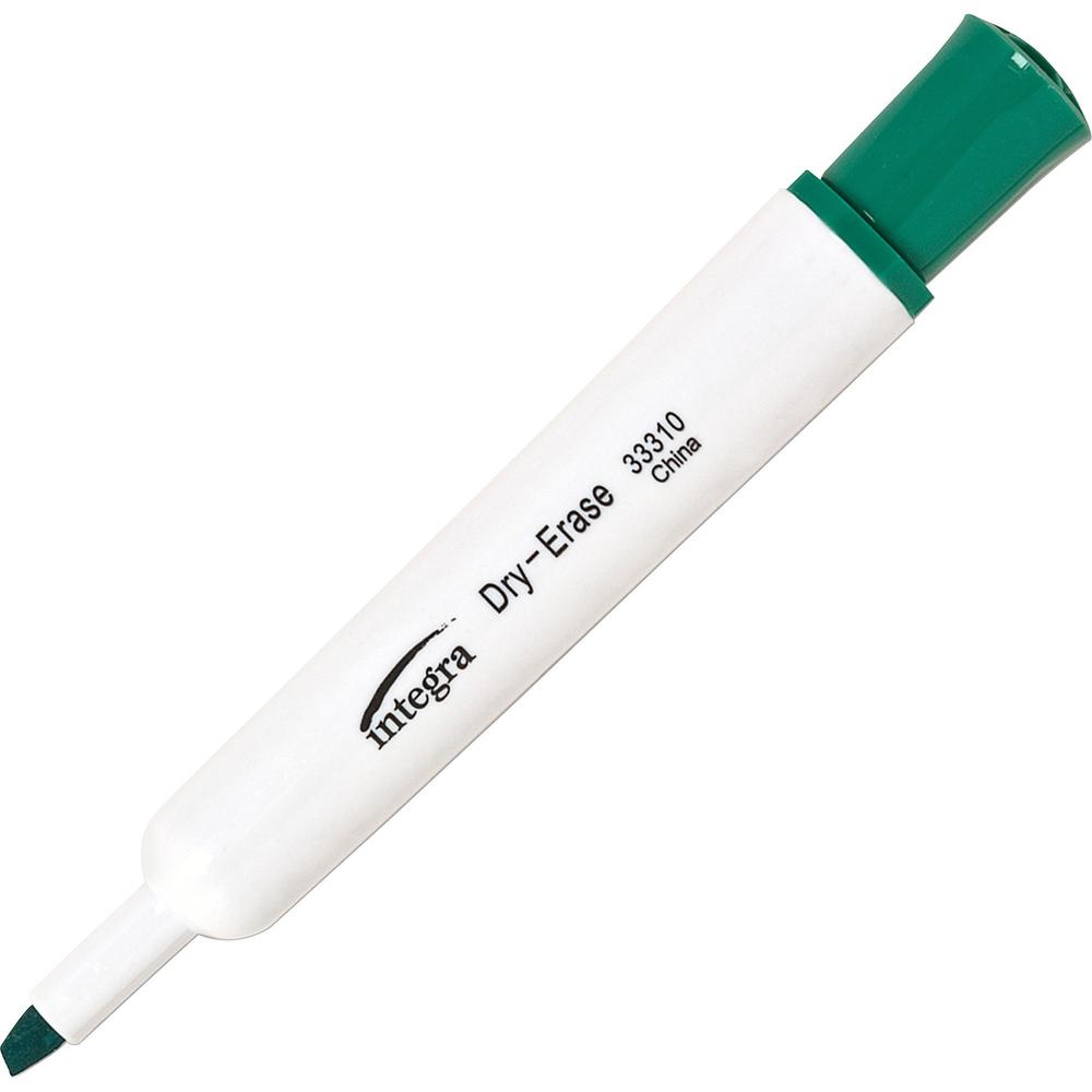 Integra Chisel Point Dry-erase Markers - Chisel Marker Point Style - Green - 1 Dozen. The main picture.