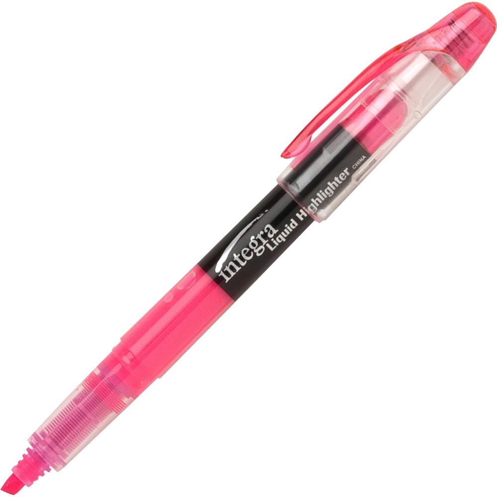 Integra Liquid Highlighters - Chisel Marker Point Style - Fluorescent Pink - 1 Dozen. Picture 1