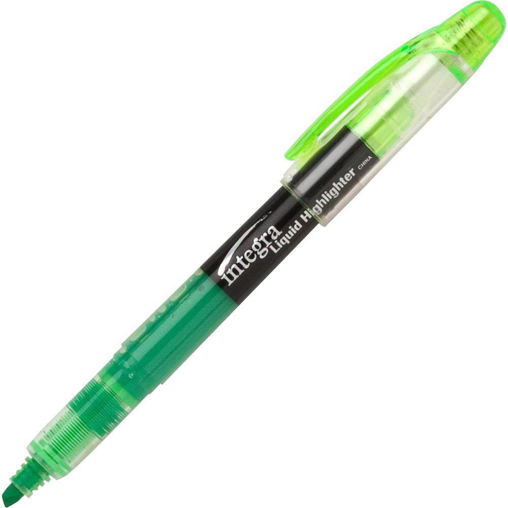 Integra Liquid Highlighters - Chisel Marker Point Style - Green - 1 Dozen. Picture 1