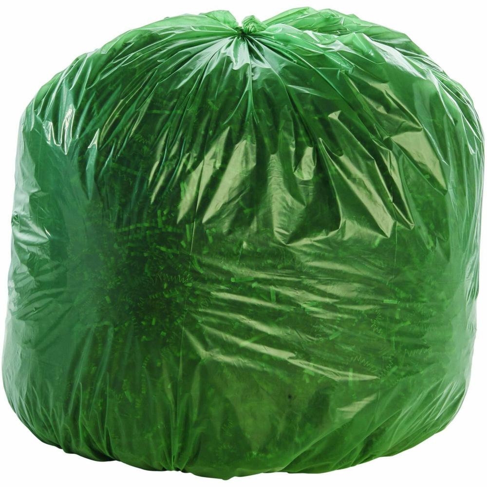 Stout Controlled Life-Cycle Plastic Trash Bags - 33 gal Capacity - 33" Width x 40" Length - 1.10 mil (28 Micron) Thickness - Green - 40/Carton - Office Waste. Picture 1