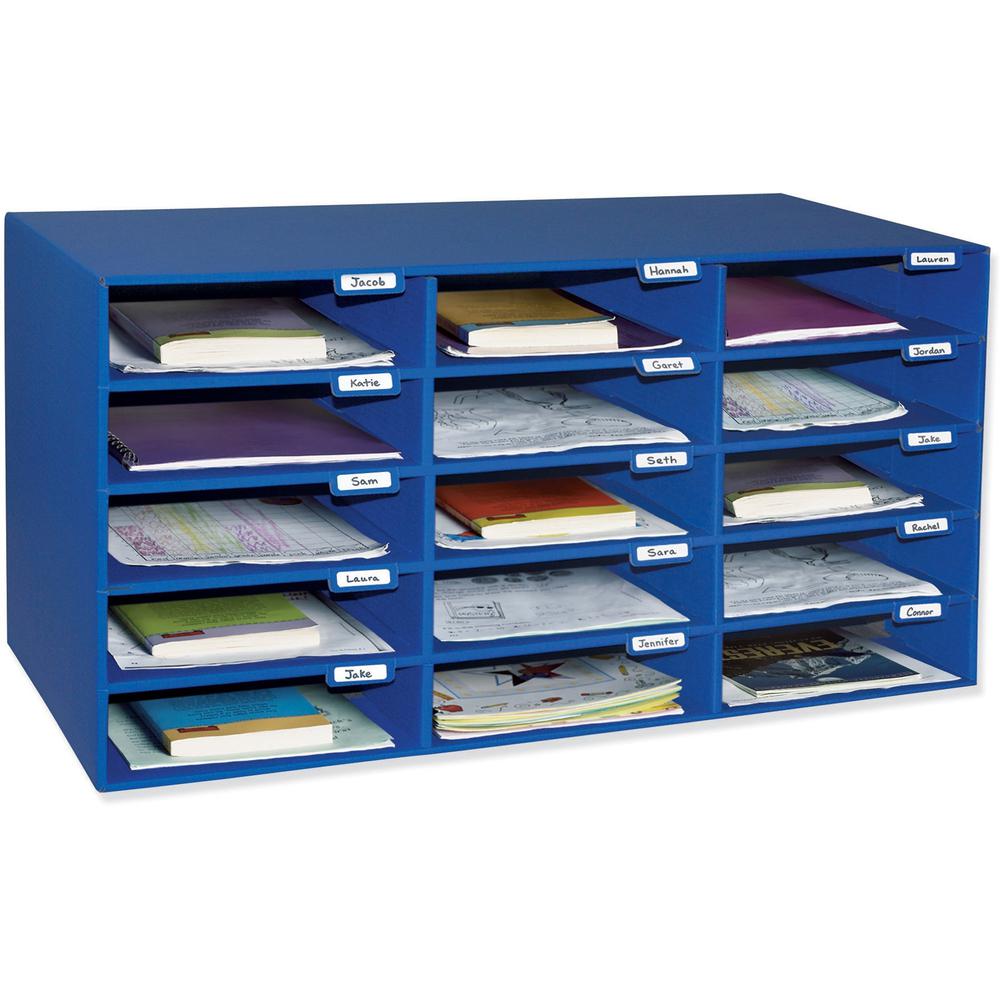 Classroom Keepers 15-Slot Mailbox - 15 Compartment(s) - Compartment Size 3" x 12.50" x 10" - 16.4" Height x 31.5" Width x 12.9" Depth - 70% Recycled - Blue - Cardboard - 1 Each. Picture 1