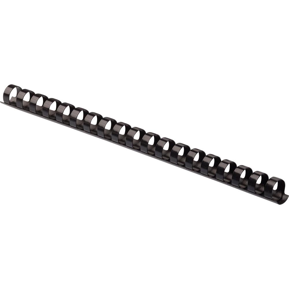 Fellowes Plastic Binding Combs - 0.6" Height x 10.8" Width x 0.6" Depth - 0.62" Maximum Capacity - 120 x Sheet Capacity - For Letter 8 1/2" x 11" Sheet - 19 x Rings - Round - Black - Plastic - 25 / Pa. Picture 1
