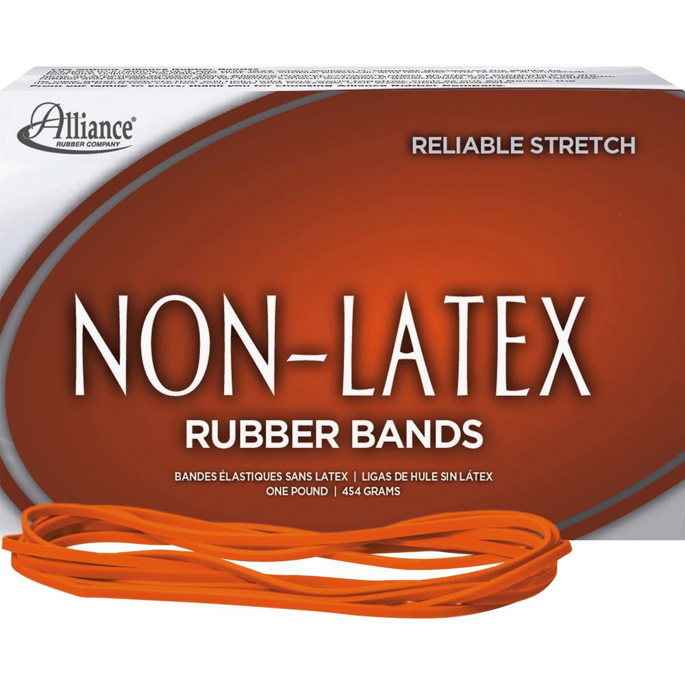 Alliance Rubber 37176 Non-Latex Rubber Bands - Size #117B - 1 lb. box contains approx. 250 bands - 7" x 1/8" - Orange. Picture 1