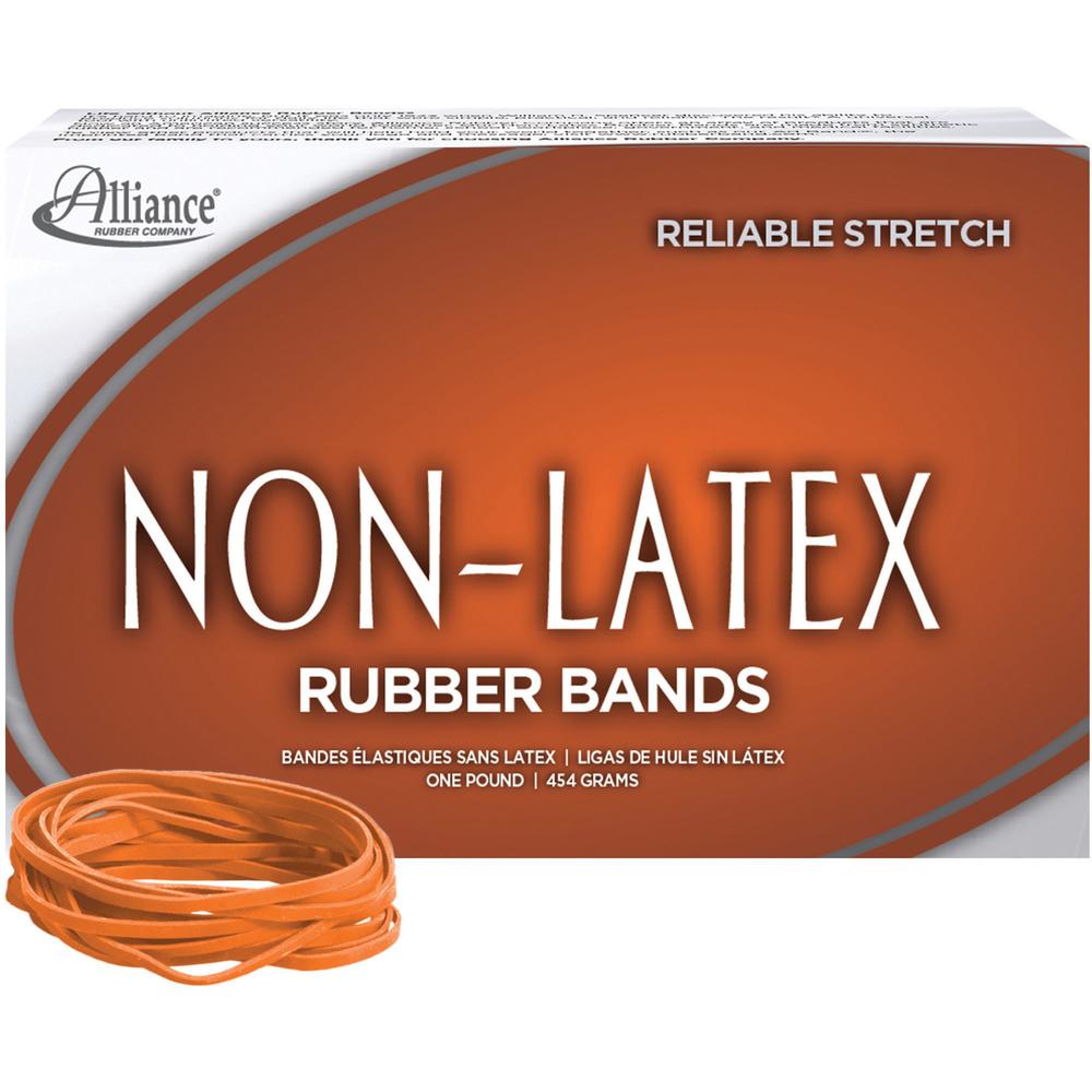 Alliance Rubber 37336 Non-Latex Rubber Bands - Size #33 - 1 lb. box contains approx. 720 bands - 3 1/2" x 1/8" - Orange. Picture 1