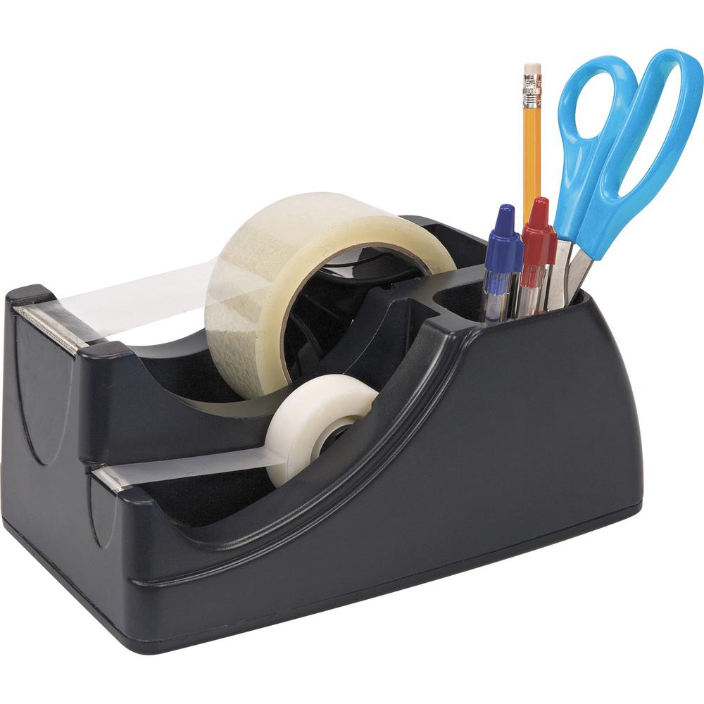 Officemate Heavy-Duty 2-in-1 Tape Dispenser - Holds Total 2 Tape(s) - Black - 1 Each. Picture 1