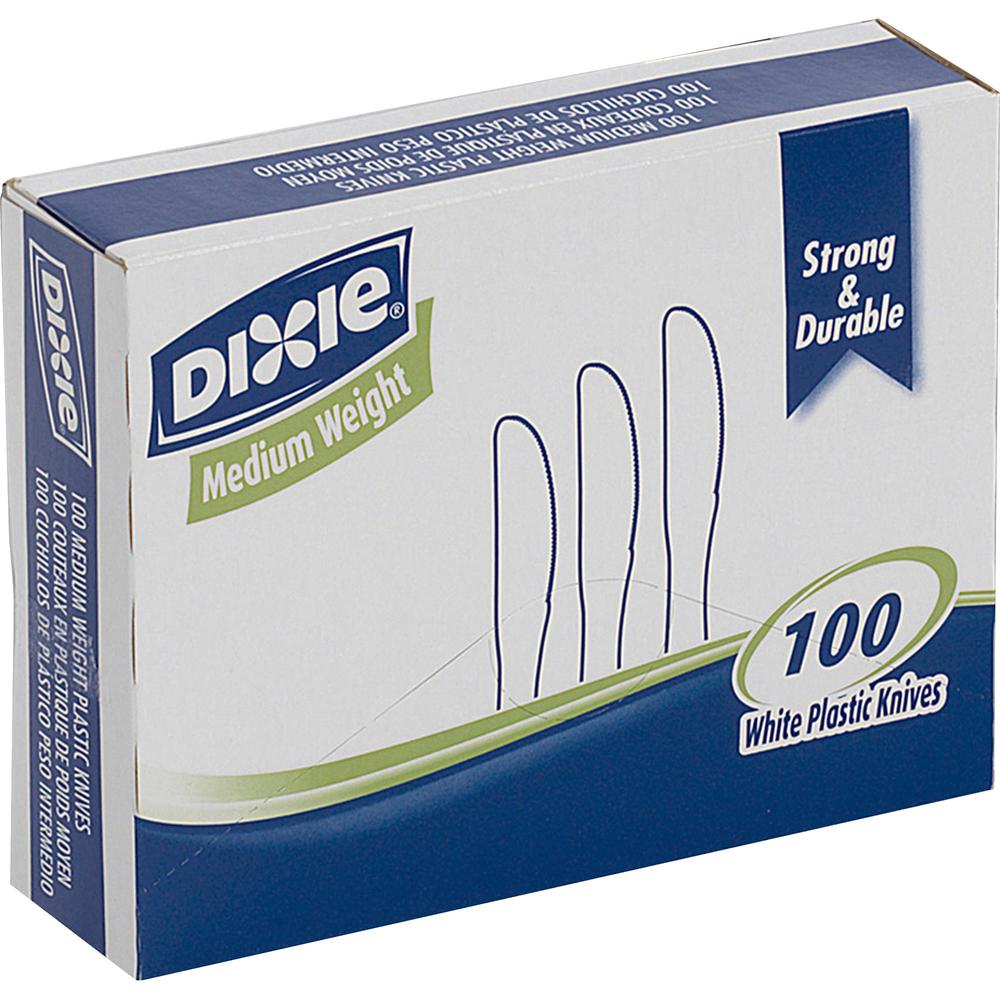 Dixie Medium-weight Disposable Knives Grab-N-Go by GP Pro - 100/Box - Knife - 100 x Knife - Polystyrene - White. The main picture.
