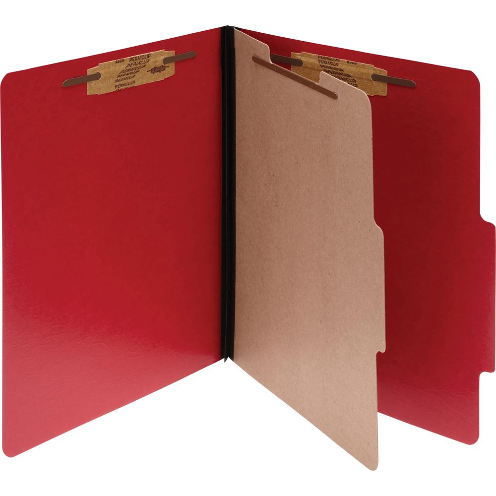 ACCO ColorLife Letter Classification Folder - 2" Folder Capacity - 8 1/2" x 11" - 4 Fastener(s) - Top Tab Location - Right of Center Tab Position - 4 Divider(s) - Presstex - Executive Red - 10 / Box. The main picture.