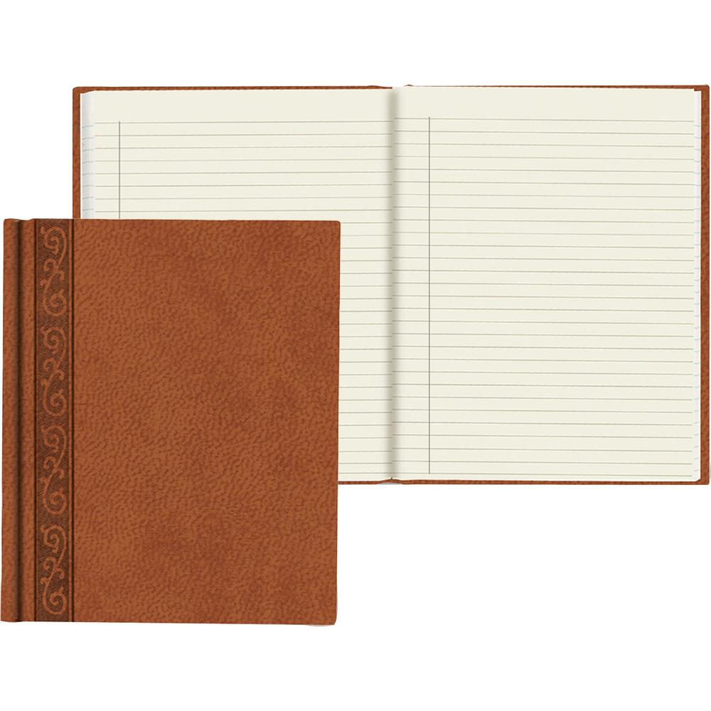 Rediform DaVinci Executive Journals - 150 Sheets - Perfect Bound - Ruled Margin - 7 1/4" x 9 1/4" - Cream Paper - Tan Cover - Acid-free - Recycled - 1 Each. Picture 1