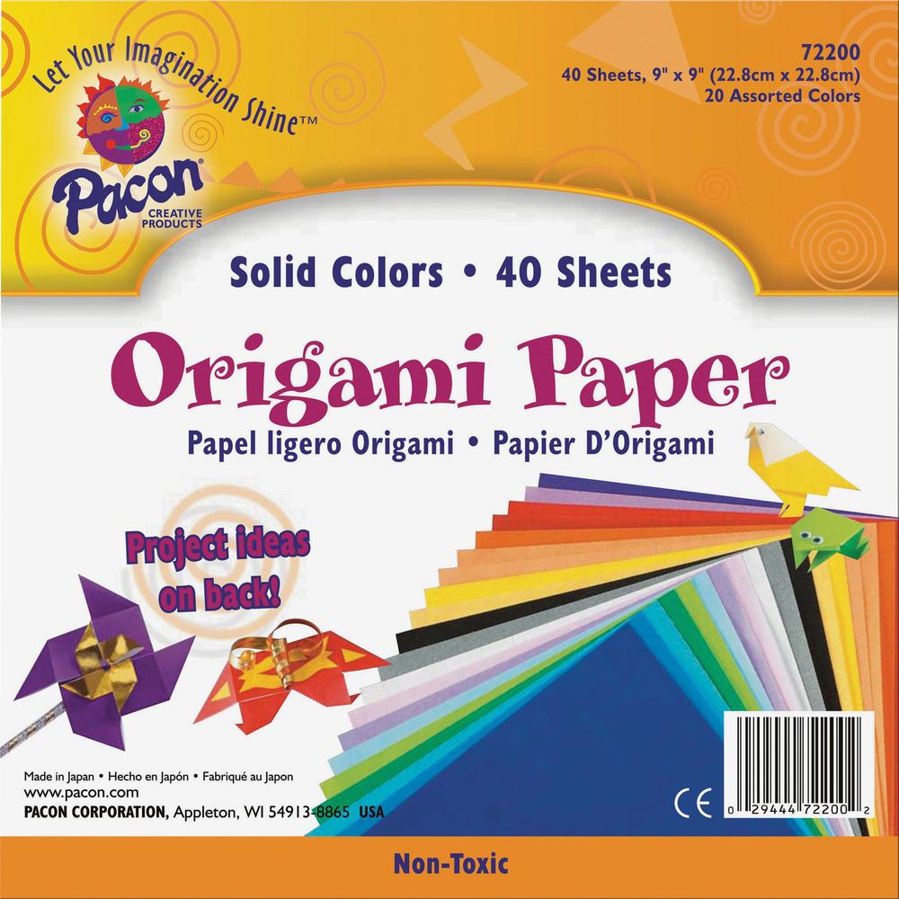 Pacon Origami Paper - Art, Craft - 9"Height x 9"Width - 40 / Pack - Assorted. Picture 1