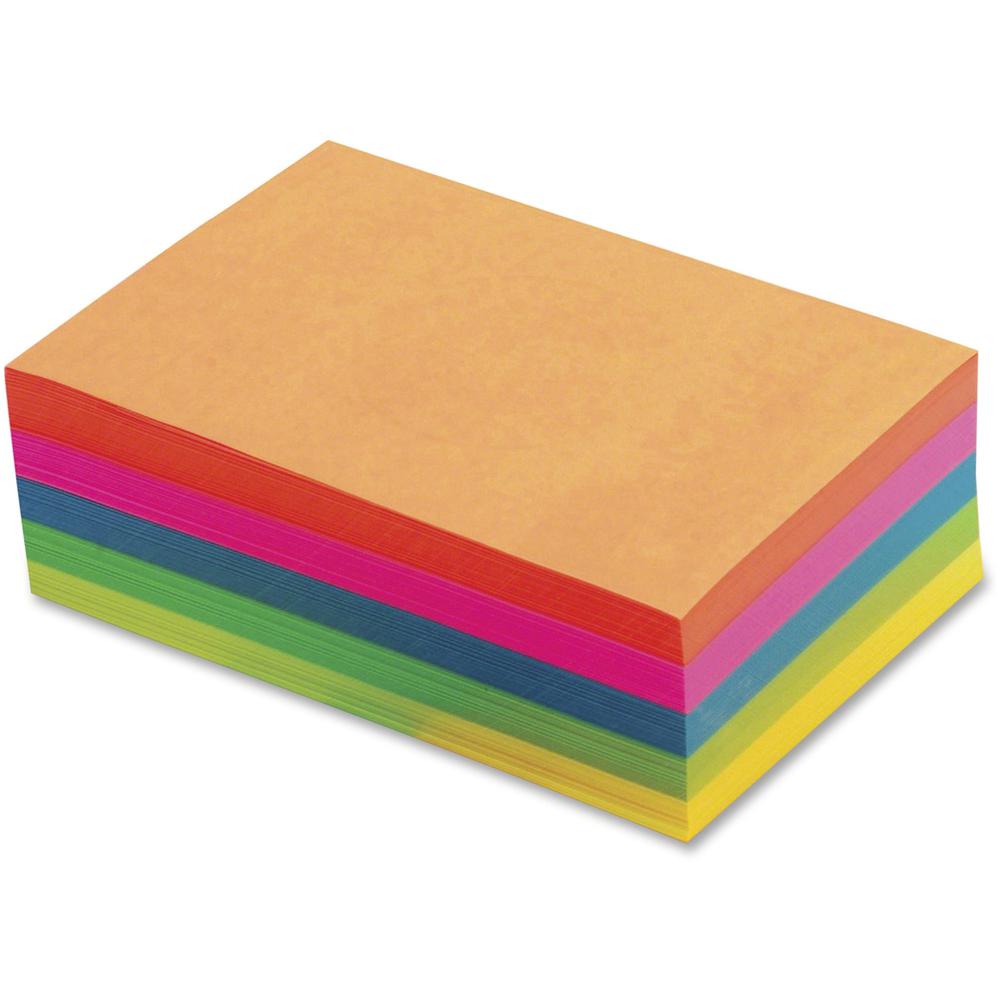 TOPS Fluorescent Memo Sheets - 500 Sheets - 20 lb Basis Weight - 4" x 6" - Assorted Paper - Acid-free, Heavyweight - 500 / Pack. The main picture.