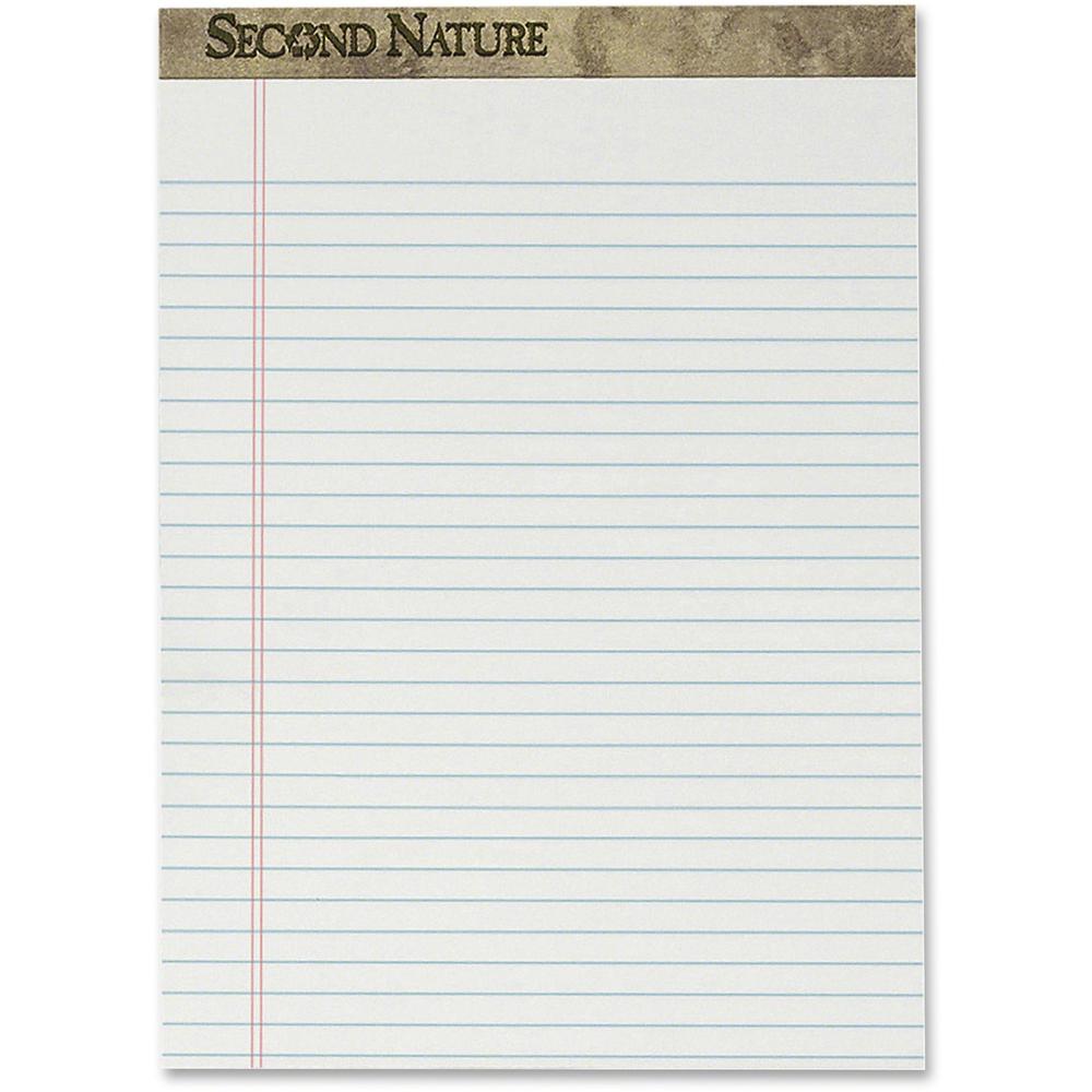 TOPS Second Nature Legal Pads - 50 Sheets - Ruled Red Margin - 18 lb Basis Weight - 8 1/2" x 11 3/4" - 2.50" x 11.8" x 8.5" - White Paper - Bleed Resistant, Perforated, Environmentally Friendly, Acid-. Picture 1