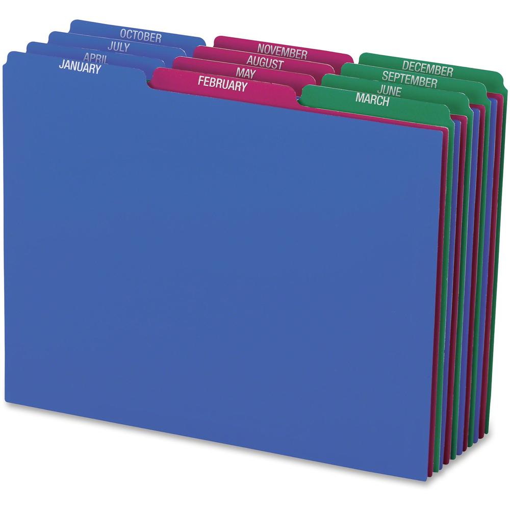 Pendaflex Poly File Guide Sets - Printed Tab(s) - Month - January-December - 8.5" Divider Width x 11" Divider Length - Letter - Assorted Polypropylene Divider - Assorted Tab(s) - Tear Resistant, Wear . Picture 1