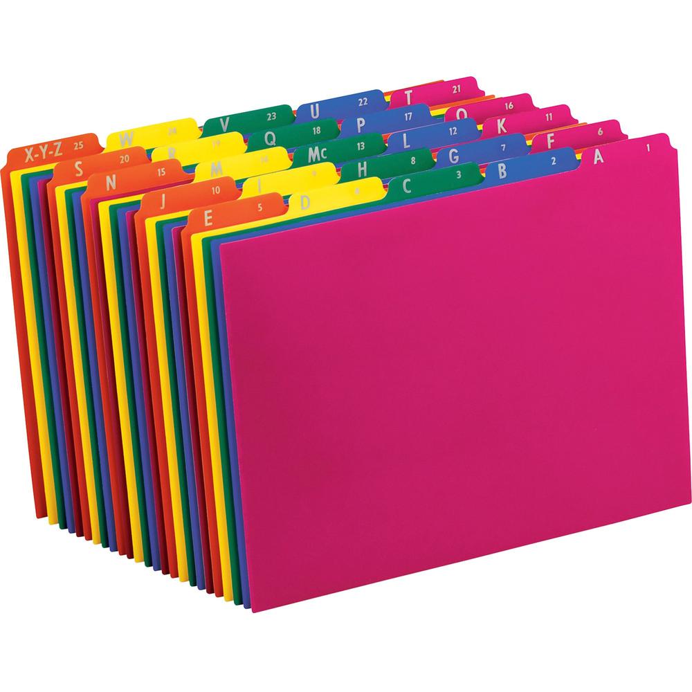 Pendaflex Top Tab Assorted A-Z File Guides - 5 Printed Tab(s) - Character - A-Z - 8.5" Divider Width x 11" Divider Length - Letter - Blue Polypropylene, Green, Yellow, Magenta, Strawberry Tab(s) - Wea. Picture 1