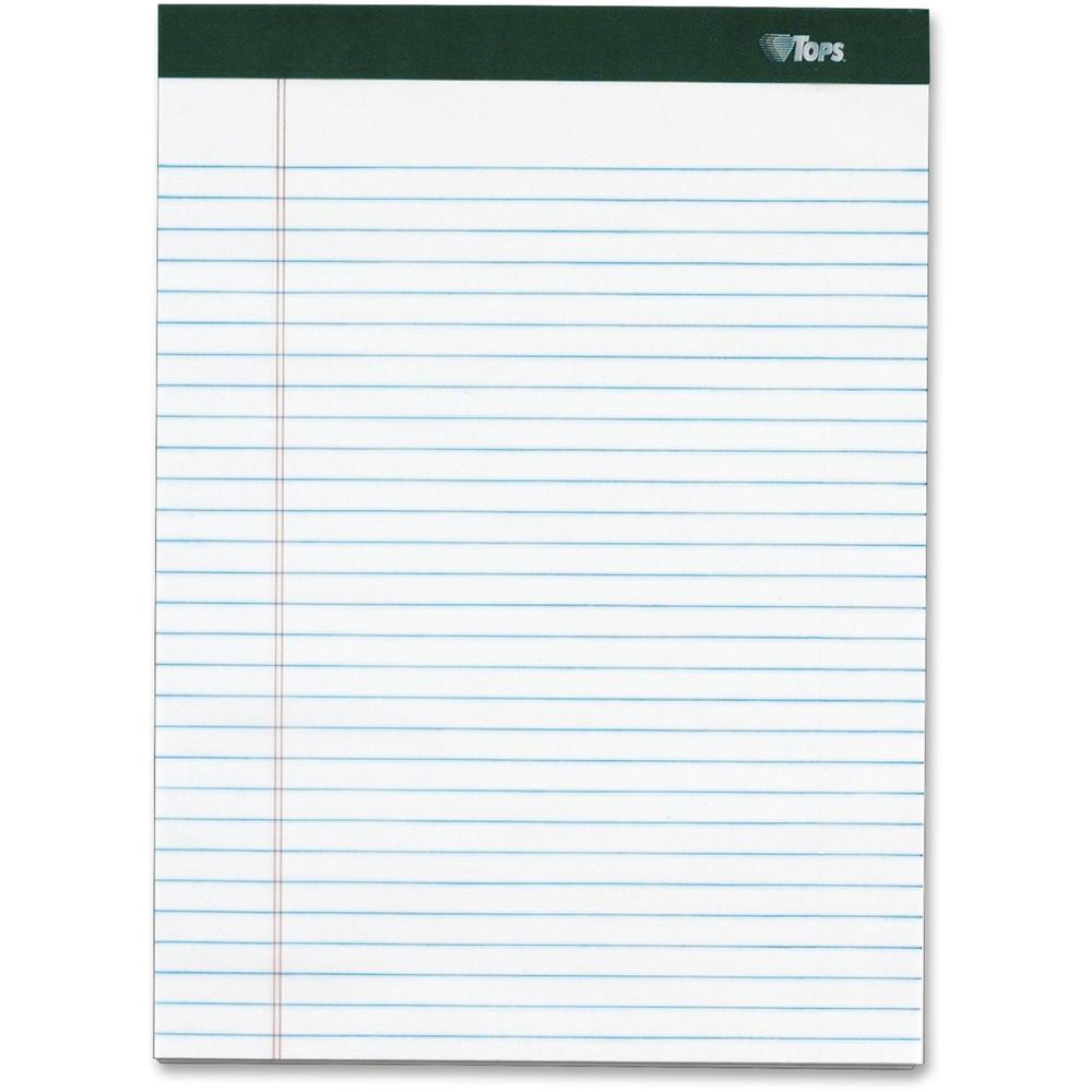 TOPS Double Docket Legal Pad - 100 Sheets - Double Stitched - 16 lb Basis Weight - 8 1/2" x 11 3/4" - 1.76" x 11.8" x 8.5" - White Paper - Heavyweight, Perforated, Rigid, Acid-free, Tear Resistant, Un. Picture 1
