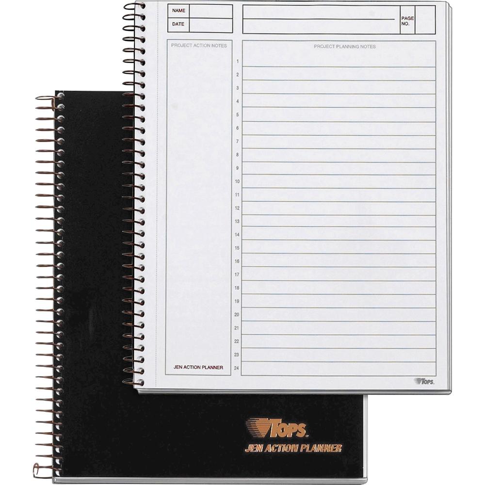 TOPS Action Planner - Action - Julian Dates - 6 3/4" x 8 1/2" Sheet Size - Wire Bound - Chipboard - Black - Perforated - 1 Each. Picture 1