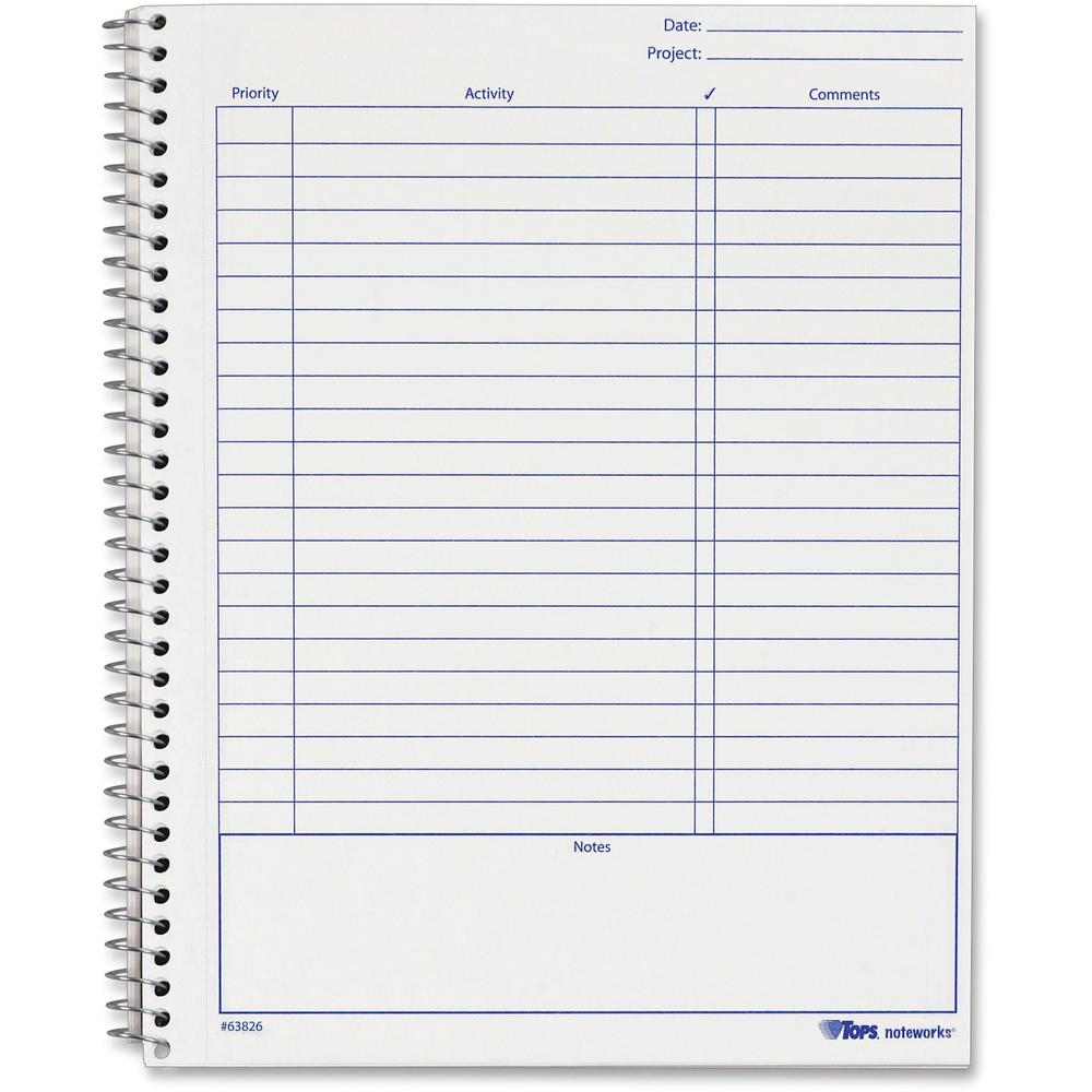 TOPS Noteworks Project Planner - 6 3/4" x 8 1/2" White Sheet - Wire Bound - Poly, Plastic, Chipboard - Metallic Gold - Perforated, Acid-free, Tear-off, Snag Resistant - 1 Each. Picture 1
