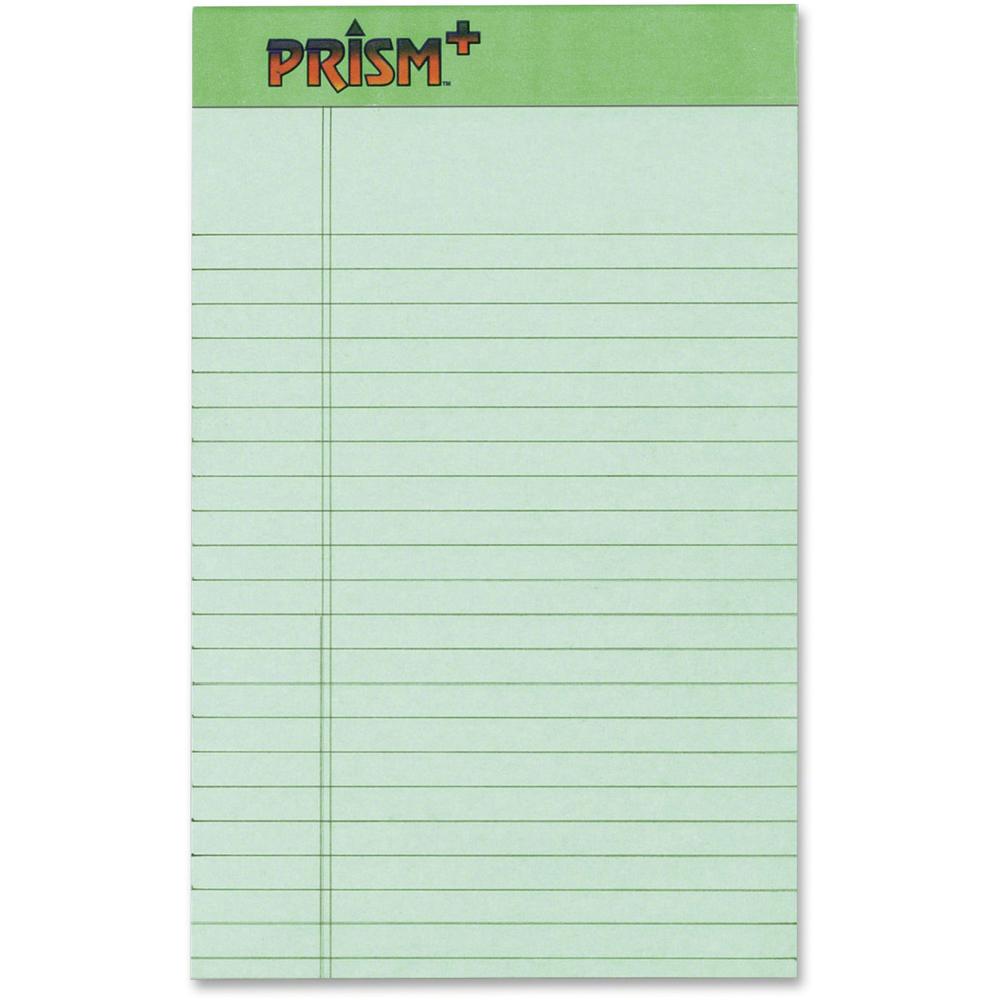 TOPS Prism Plus Legal Pads - 50 Sheets - Strip - 16 lb Basis Weight - 5" x 8" - 8" x 5" - Green Paper - Perforated, Rigid, Heavyweight, Bleed Resistant, Acid-free, Unpunched - 12 / Pack. Picture 1