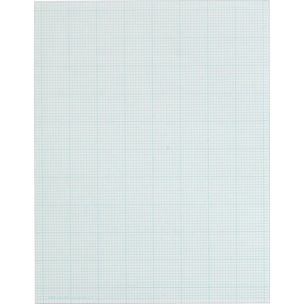 TOPS Cross-Section Pad - 50 Sheets - Glue - Blue Margin - 20 lb Basis Weight - Letter - 8 1/2" x 11" - White Paper - Unpunched - 1 / Pad. Picture 1