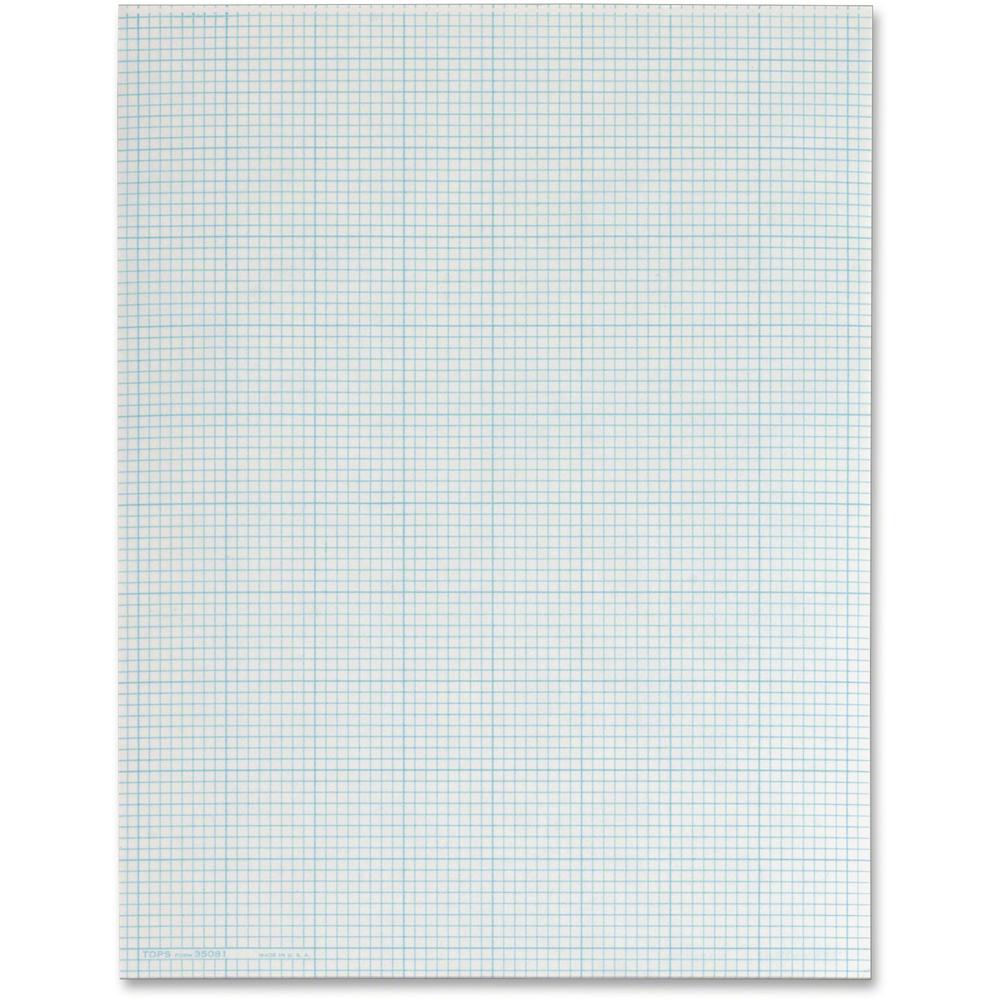 TOPS Quad Ruling Cross Section Pad - Letter - 50 Sheets - Glue - Both Side Ruling Surface - 20 lb Basis Weight - Letter - 8 1/2" x 11" - 0.22" x 11" x 8.5" - White Paper - Printed, Dual Sided, Smear R. Picture 1