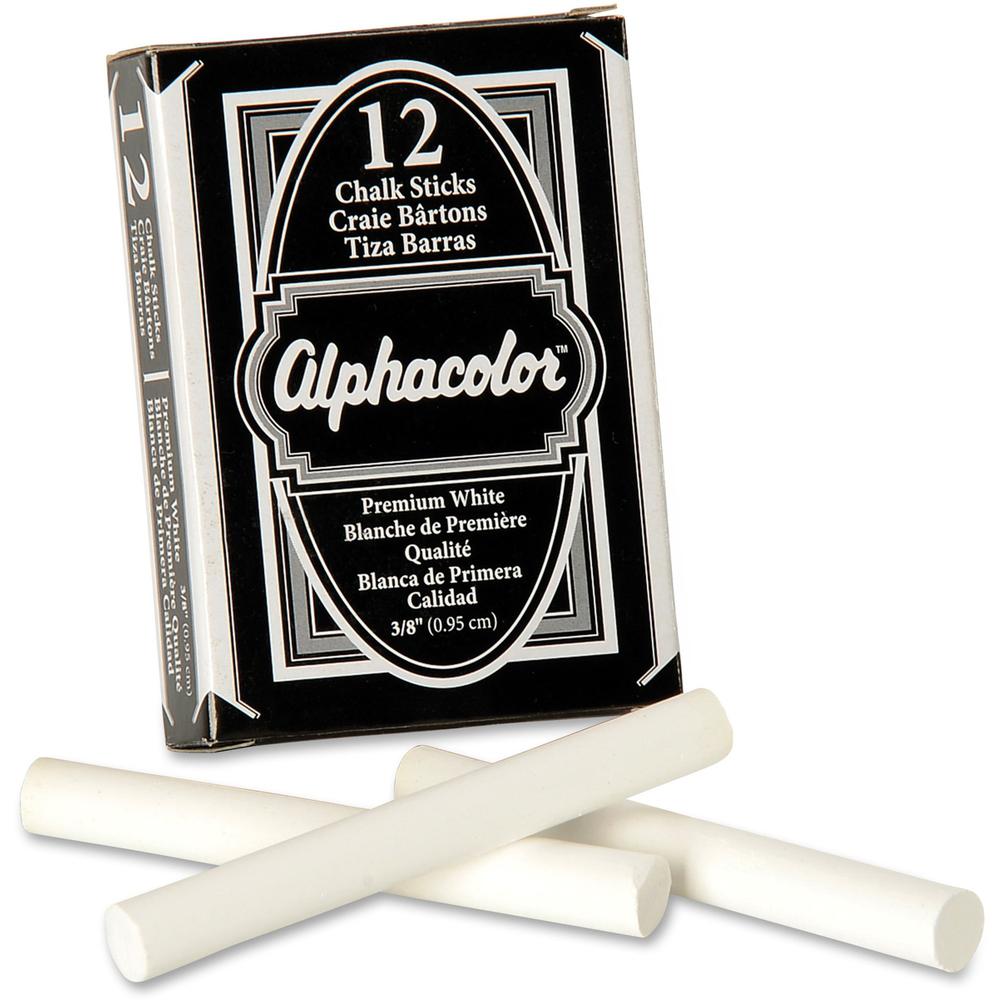 Quartet Alphacolor Premium Chalk Sticks - 0.4" Diameter - White - 12 / Box. The main picture.