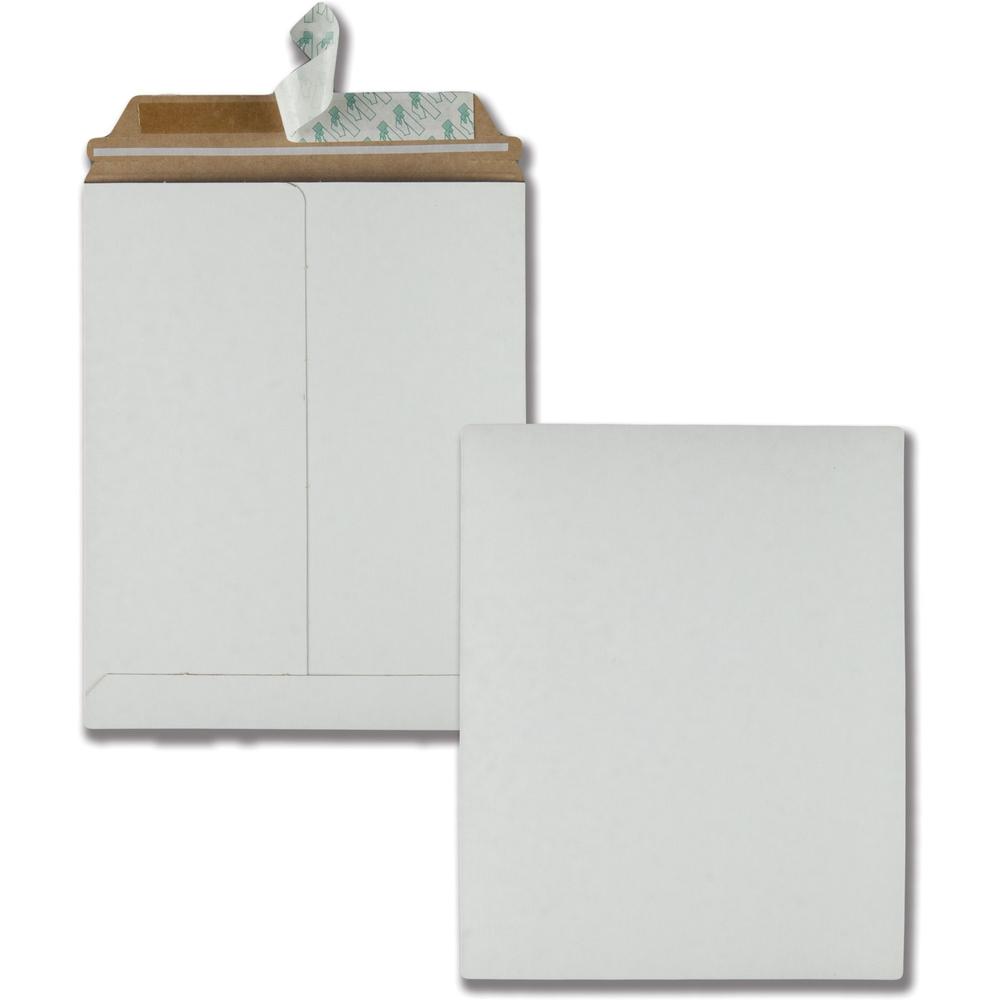 Quality Park Sturdy Fiberboard Photo Mailers - Document - 9" Width x 11 1/2" Length - Self-sealing - Fiberboard - 25 / Box - White. Picture 1