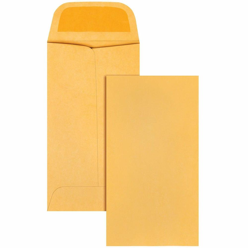 Quality Park Kraft Coin/Small Parts Envelope - Coin - #5 - 2 7/8" Width x 5 1/4" Length - 28 lb - Gummed - Kraft - 500 / Box - Light Brown. Picture 1