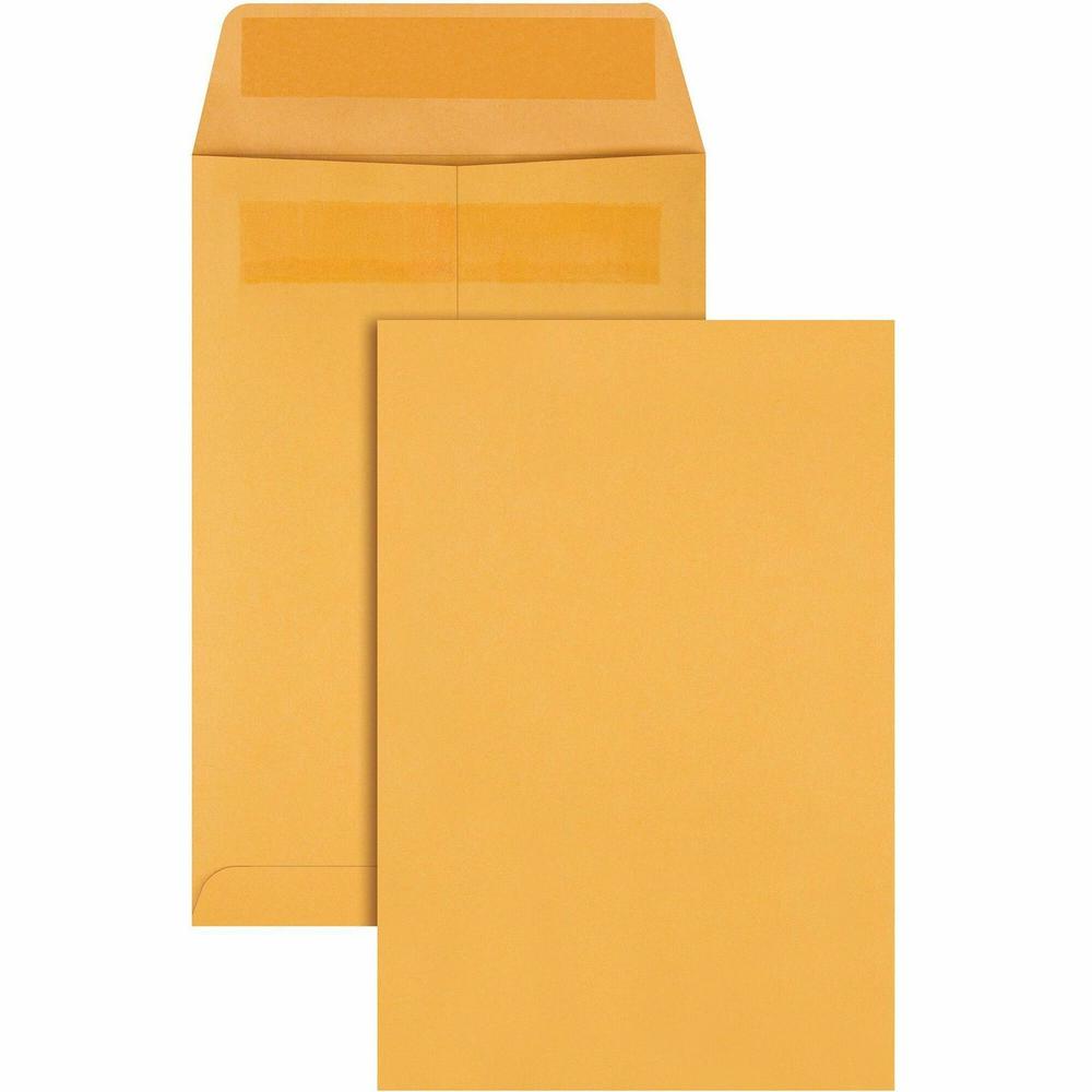 Quality Park 6-1/2 x 9-1/2 Catalog Envelopes with Self-Seal Closure - Catalog - 6 1/2" Width x 9 1/2" Length - 28 lb - Gummed - Kraft - 100 / Box - White. Picture 1