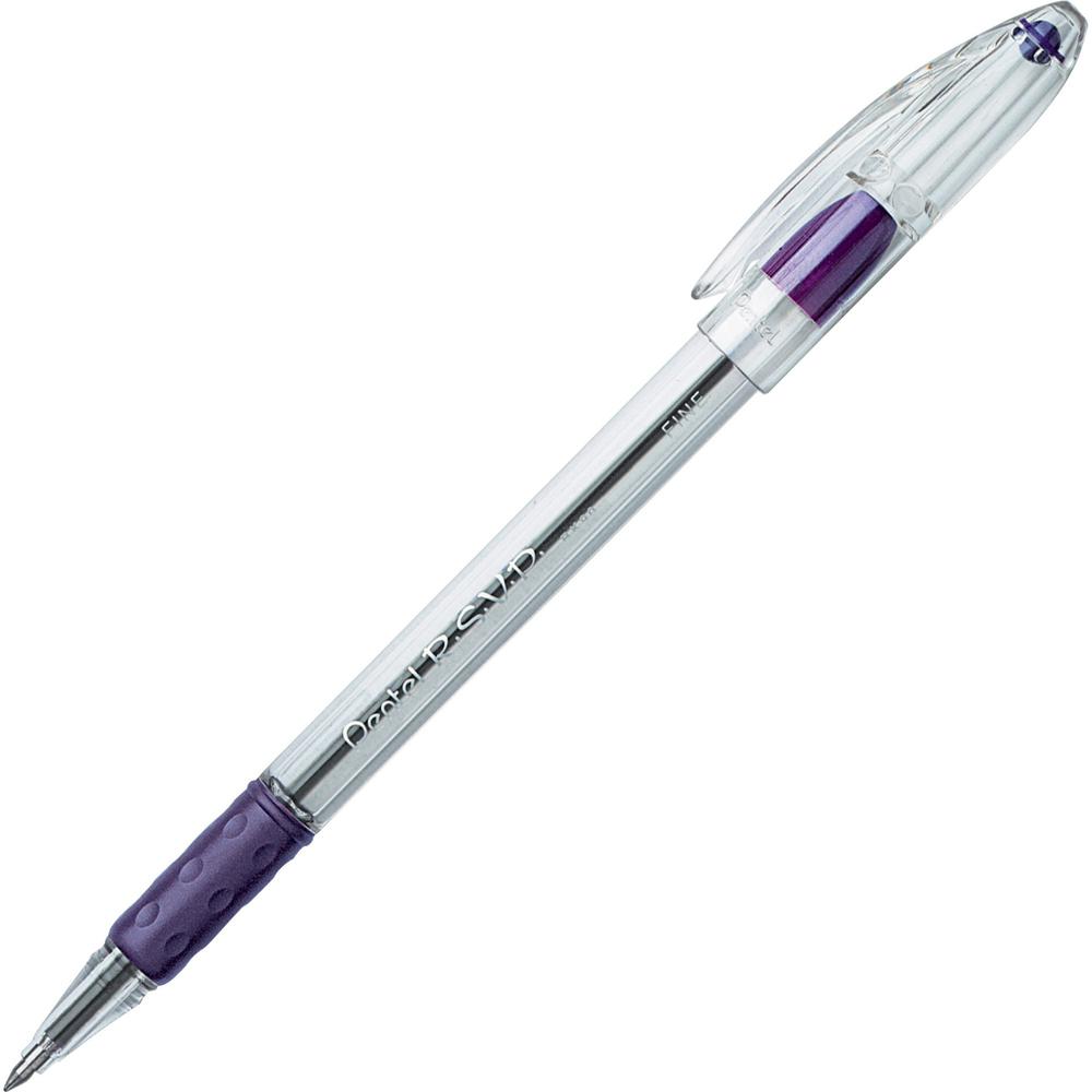 Pentel R.S.V.P. Ballpoint Stick Pens - Fine Pen Point - 0.7 mm Pen Point Size - Refillable - Violet - Clear Barrel - 1 Dozen. Picture 1
