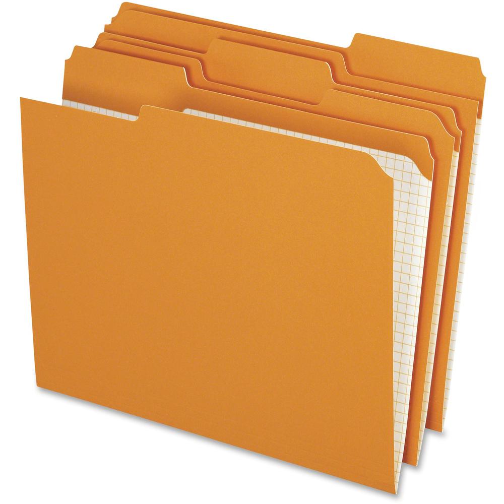Pendaflex Reinforced Top Tab Colored File Folder - 8 1/2" x 11" - Top Tab Location - Assorted Position Tab Position - Orange - 10% Recycled - 100 / Box. Picture 1