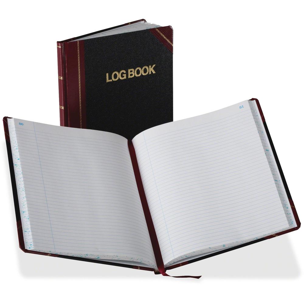 Boorum & Pease 150-page Record Ruled Log Book - 150 Sheet(s) - Thread Sewn - White - Black, Red Cover - 1 Each. Picture 1