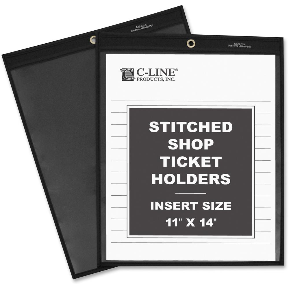 C-Line Shop Ticket Holders, Stitched - One Side Clear, 11 x 14, 25/BX, 45114. Picture 1