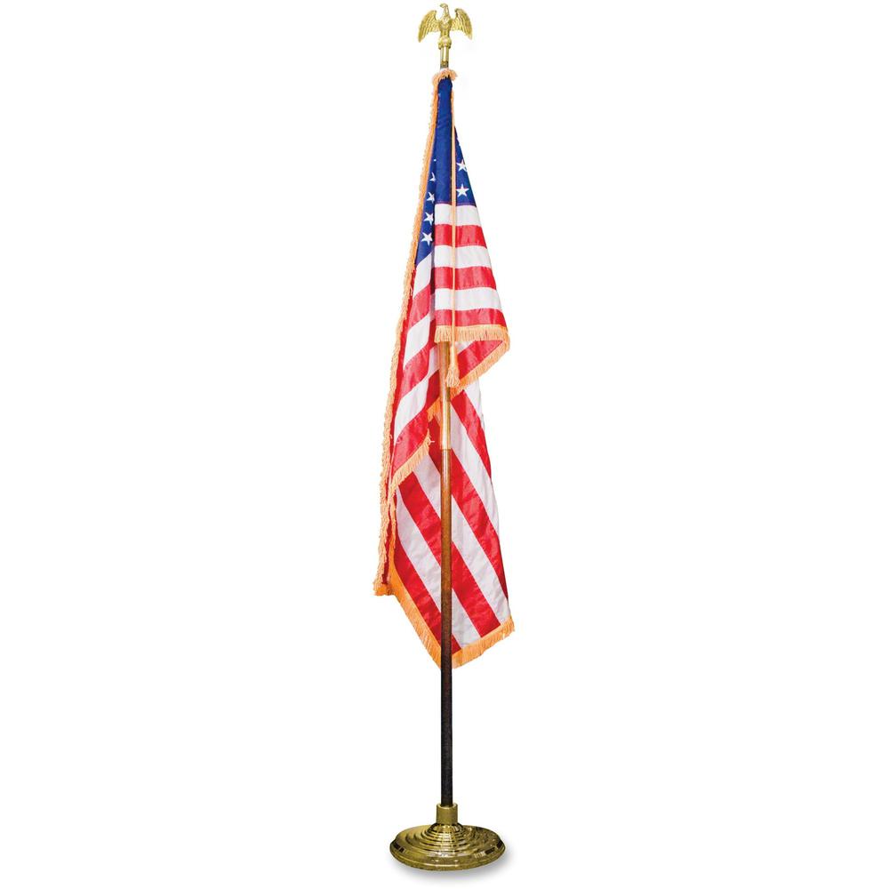 Advantus Goldtone Eagle Deluxe U.S. Flag Set - United States - 60" x 36" - Heavyweight - Nylon - Red, White, Blue. Picture 1