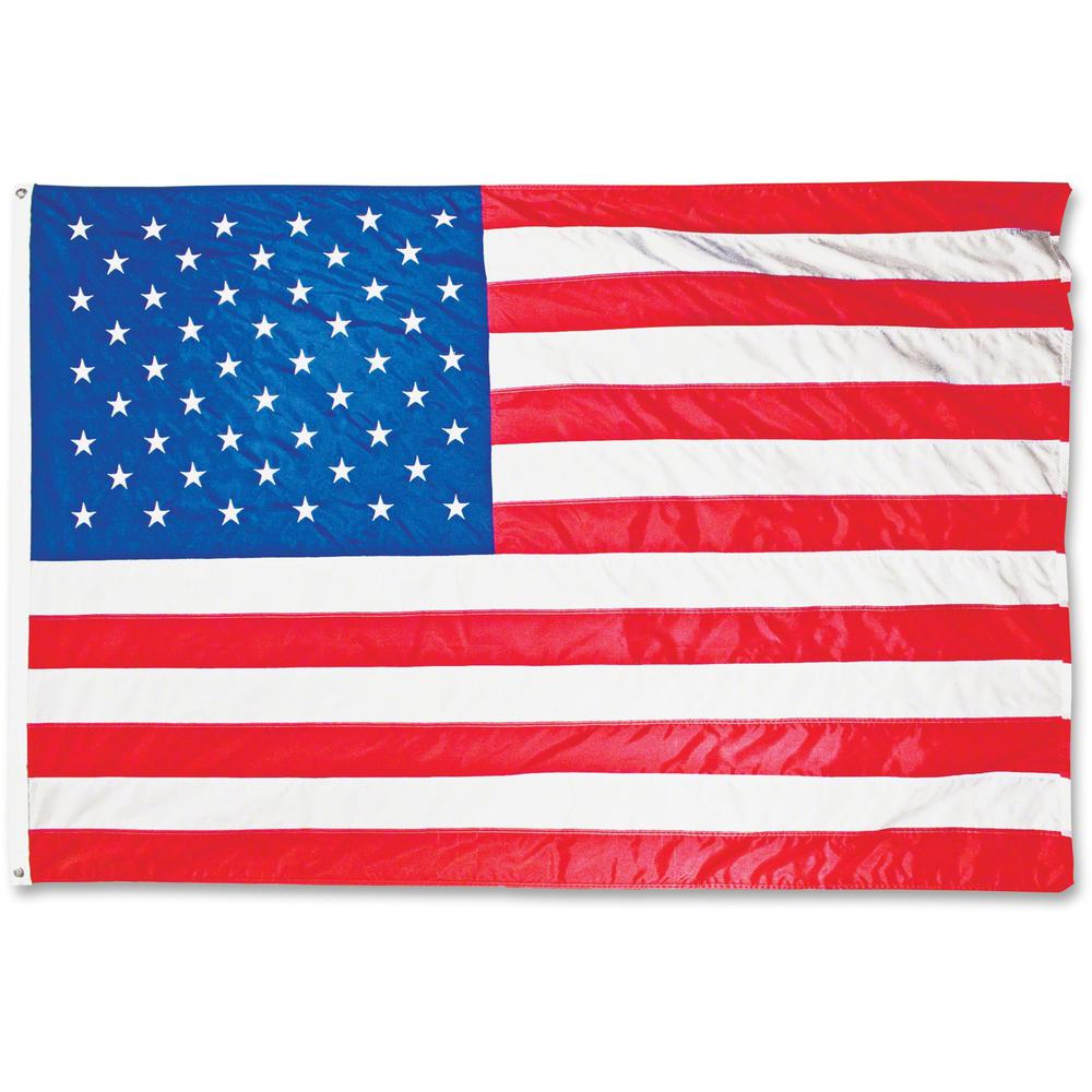Advantus Heavyweight Nylon Outdoor U.S. Flag - United States - 72" x 48" - Heavyweight, Durable, Weather Resistant, Strong - Nylon, Brass, Canvas - Red, White, Blue. Picture 1