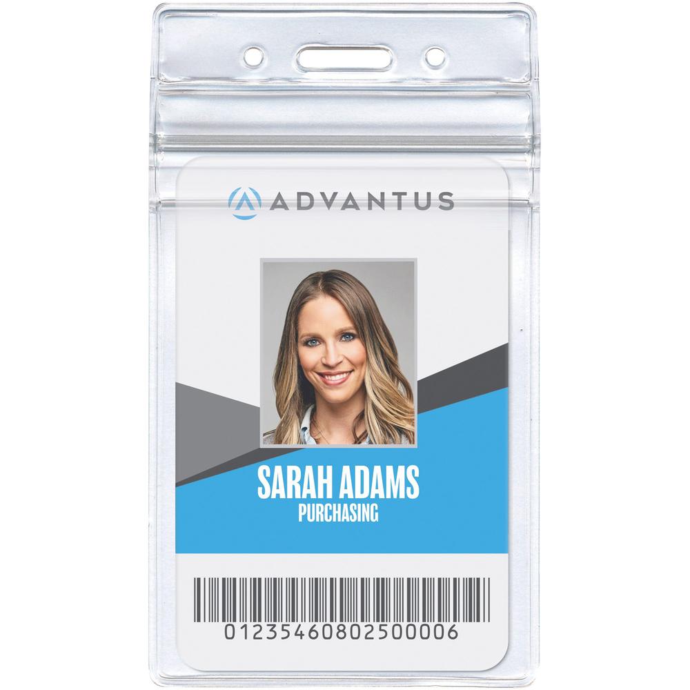 Advantus Vertical Resealable Badge Holder - Vertical - 50 / Pack - Clear. Picture 1