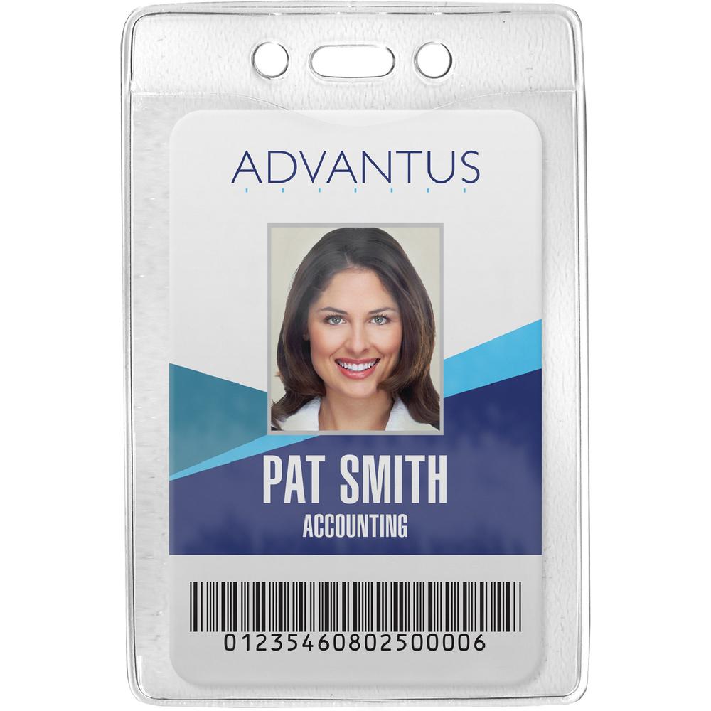 Advantus Vertical Security Badge Holder - Vinyl - 50 / Box. Picture 1