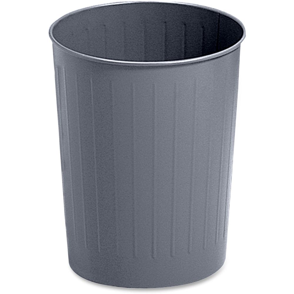 Safco Fire-safe Steel Round Wastebasket - 5.88 gal Capacity - Round - 14" Height x 13" Diameter - Steel - Charcoal - 1 / Each. Picture 1