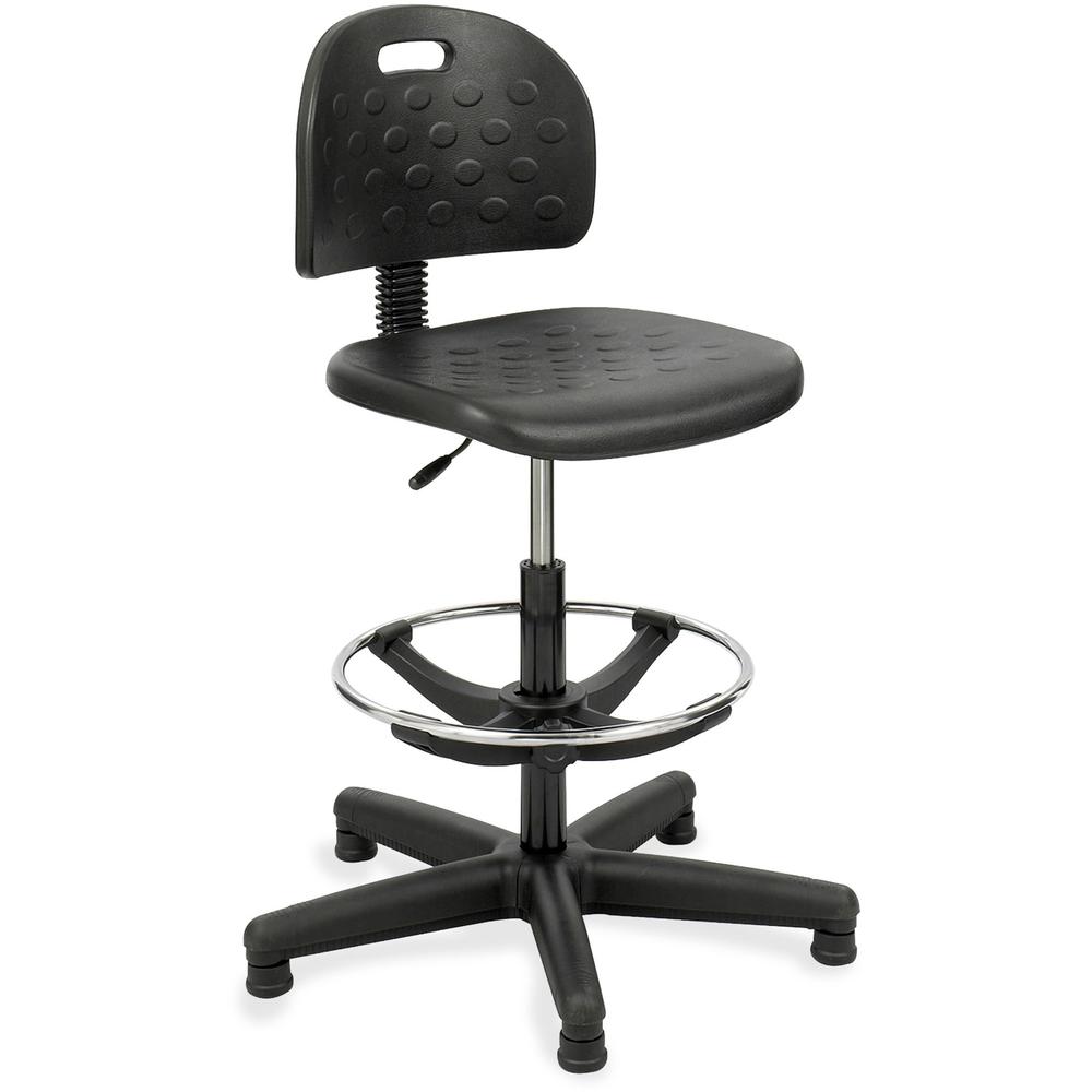 Safco Soft Tough Economy Workbench Drafting Chair - Black Foam, Polyurethane Seat - Foam Back - 5-star Base - Black - 1 Each. The main picture.