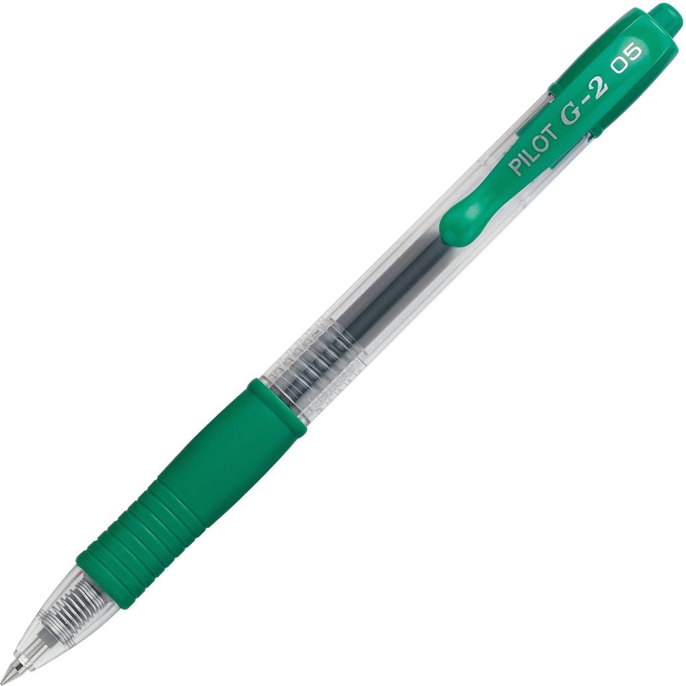 Pilot G2 Extra Fine Retractable Rollerball Pens - Extra Fine Pen Point - 0.5 mm Pen Point Size - Refillable - Retractable - Green Gel-based Ink - Clear Barrel - 1 Dozen. Picture 1
