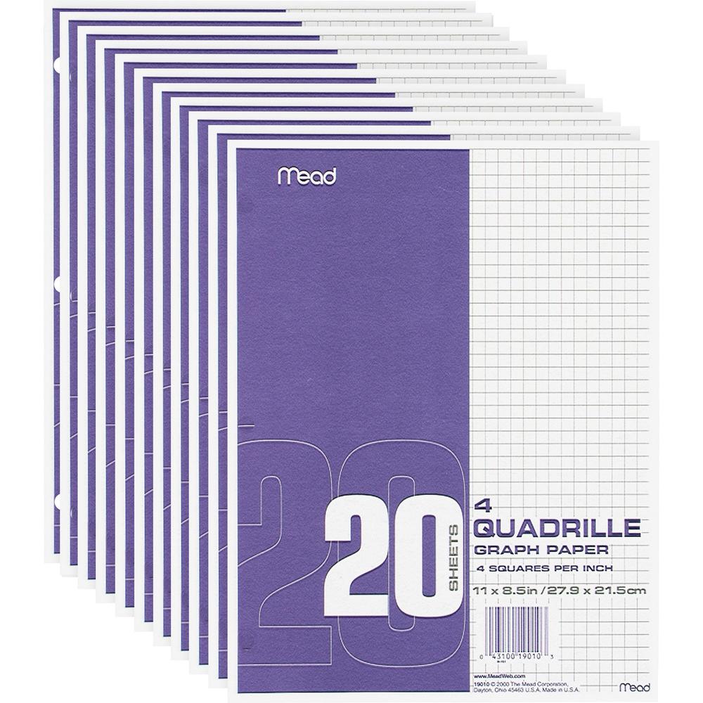 Mead Paper Filler Quad Ruled - Printed - Letter 8.5" x 11" - 240 Sheets / Box. Picture 1