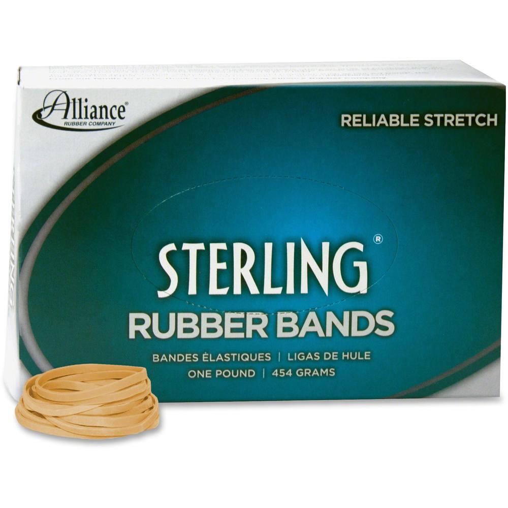 Alliance Rubber 24315 Sterling Rubber Bands - Size #31 - Approx. 1200 Bands - 2 1/2" x 1/8" - Natural Crepe - 1 lb Box. Picture 1
