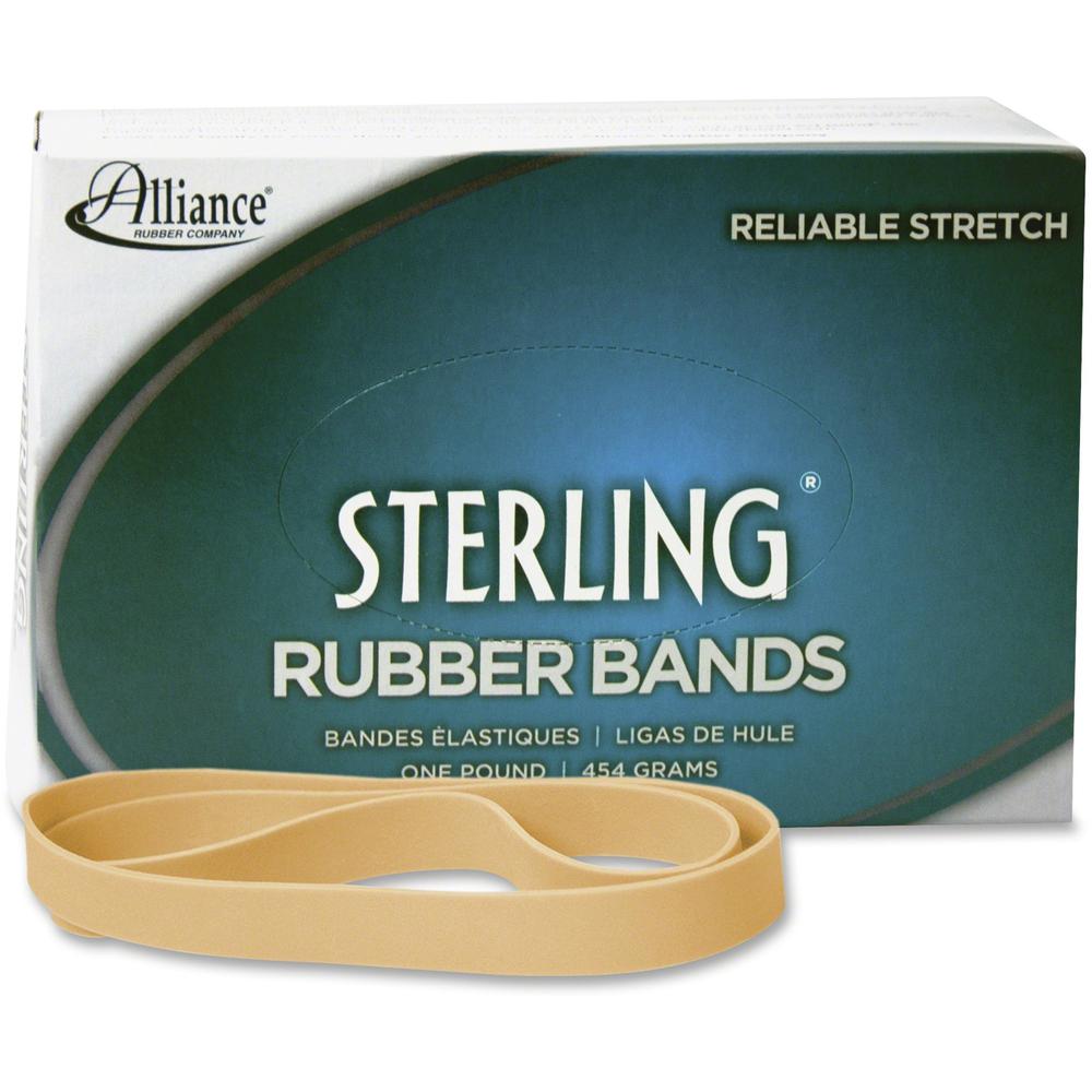 Alliance Rubber 25055 Sterling Rubber Bands - Size #105 - Approx. 70 Bands - 5" x 5/8" - Natural Crepe - 1 lb Box. The main picture.