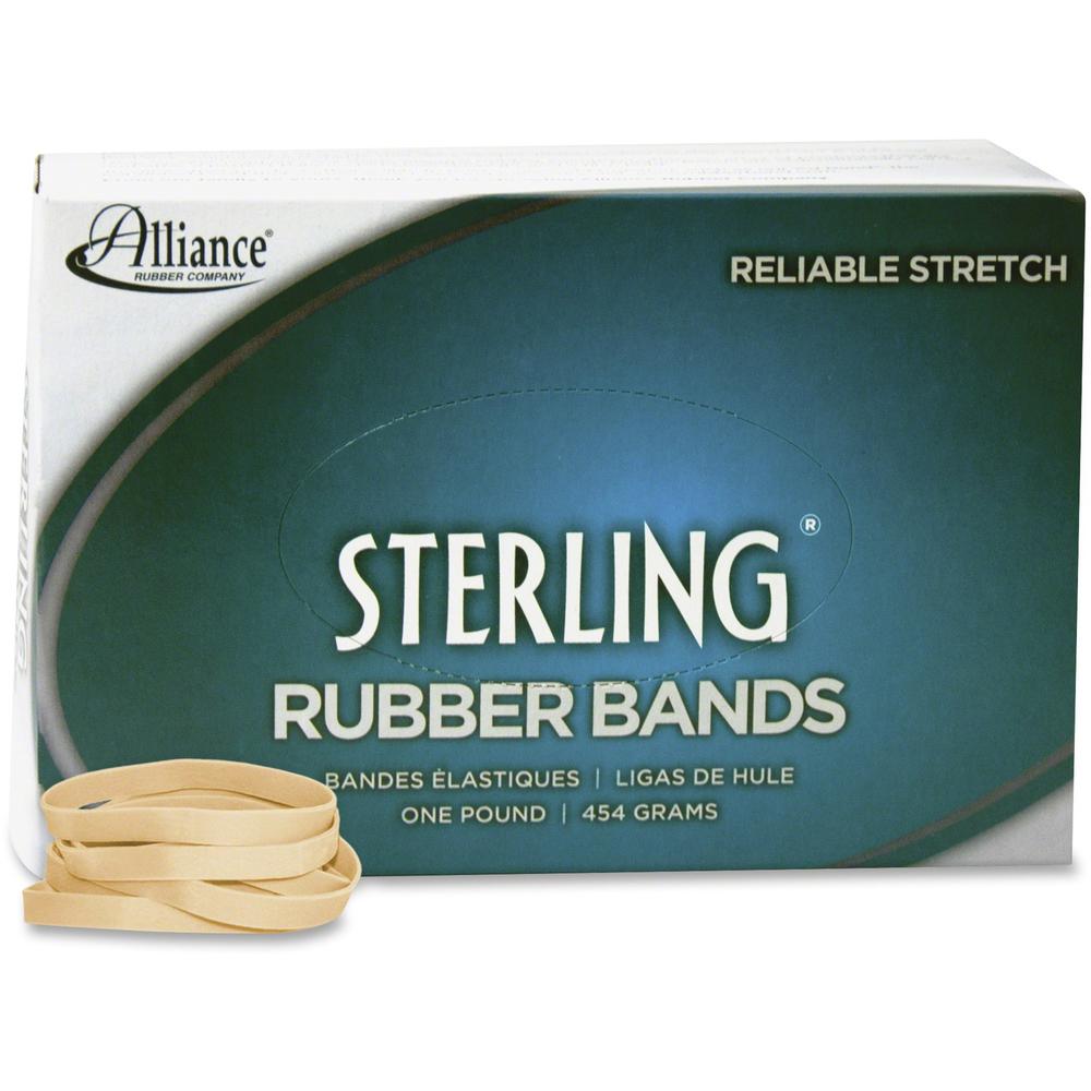 Alliance Rubber 24625 Sterling Rubber Bands - Size #62 - Approx. 600 Bands - 2 1/2" x 1/4" - Natural Crepe - 1 lb Box. Picture 1