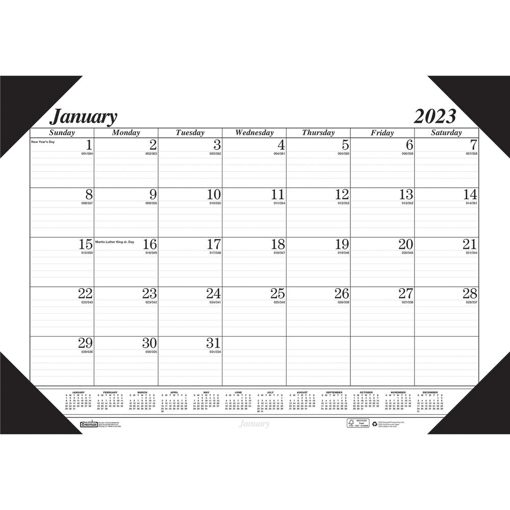 House of Doolittle Recycled Compact Size Economy Desk Pad - Monthly - 12 Month - January 2024 - December 2024 - 1 Month Single Page Layout - 18 1/2" x 13" Sheet Size - 2.31" x 1.75" Block - Desk Pad -. Picture 1