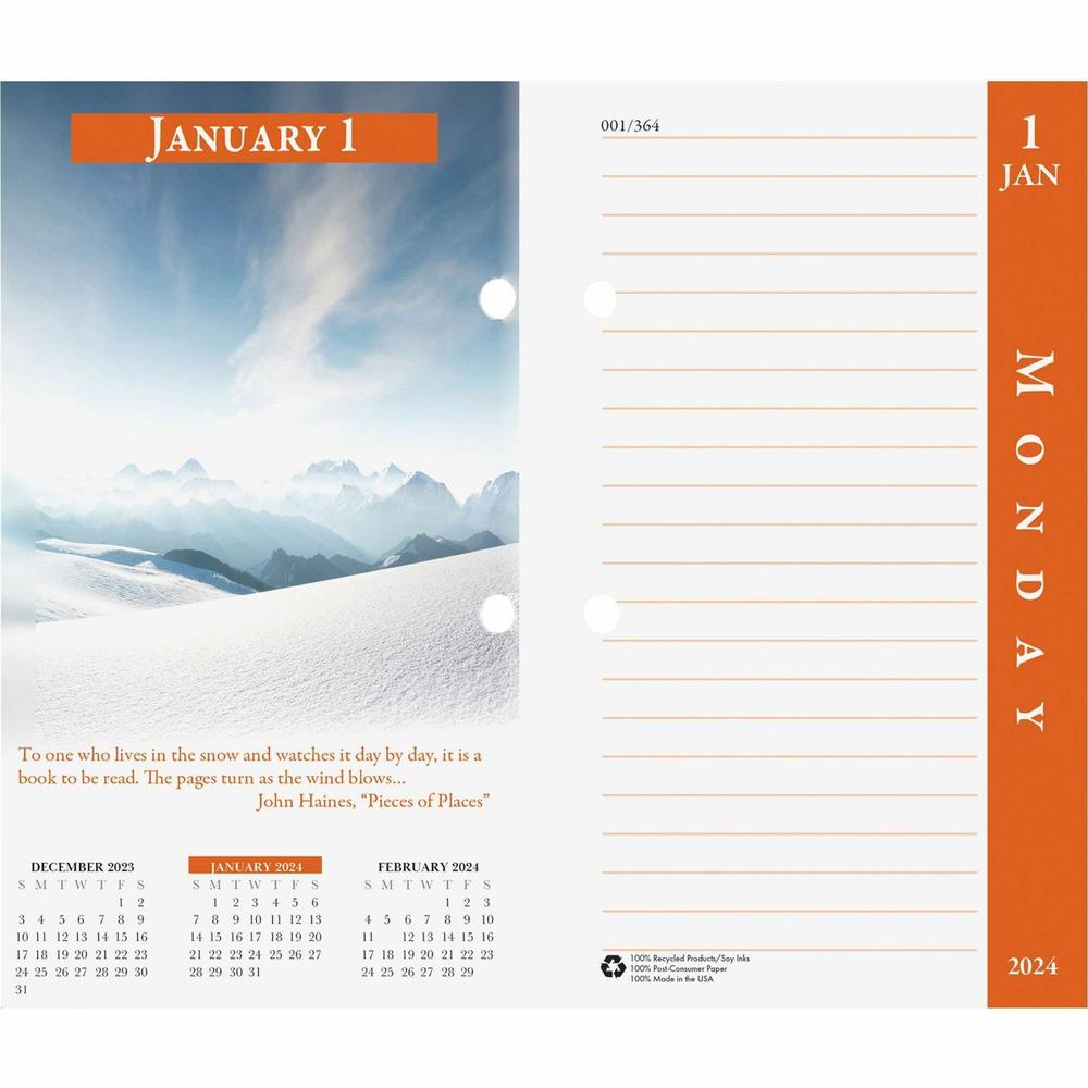 House of Doolittle Earthscapes 17-Base Desk Calendar Refill - Julian Dates - Daily - January 2024 - December 2024 - 1 Day Double Page Layout - 3 1/2" x 6" Sheet Size - Desktop - Multi - 1 Each. Picture 1