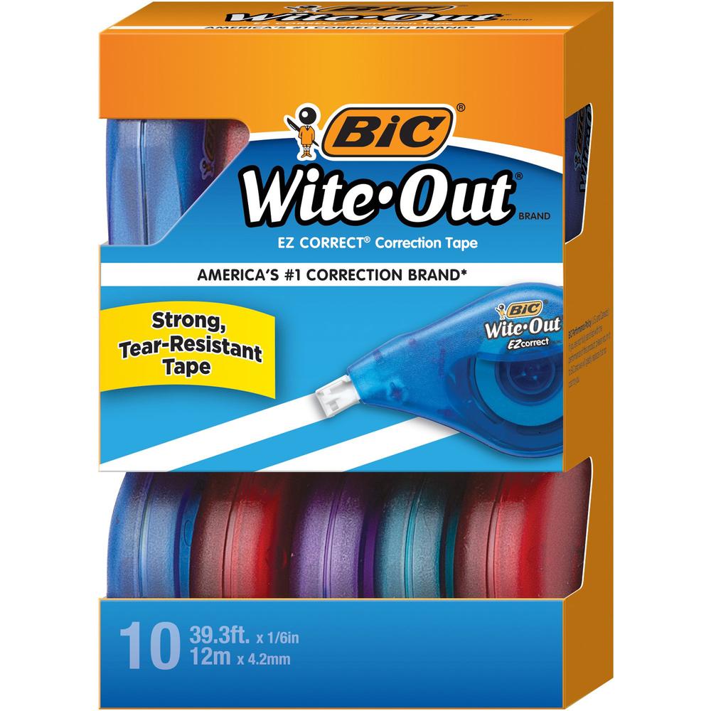 BIC Wite-Out Brand EZ Correct Correction Tape, 39.3 Feet - 10-Count Pack of white Correction Tape, Fast, Clean and Easy to Use Tear-Resistant Tape Office or School Supplies. Picture 1