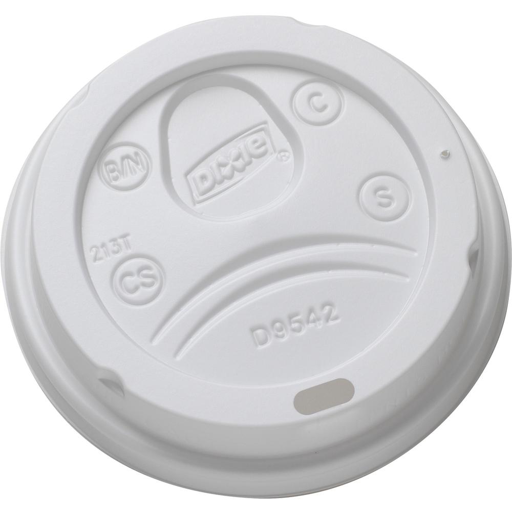 Dixie Drink-thru Lid - Round - Plastic - 100 / Pack - White. Picture 1