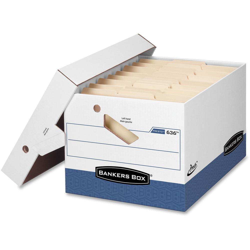 Bankers Box Presto File Storage Box - Internal Dimensions: 12" Width x 15" Depth x 10" Height - External Dimensions: 12.9" Width x 16.5" Depth x 10.4" Height - 850 lb - Media Size Supported: Legal, Le. Picture 1