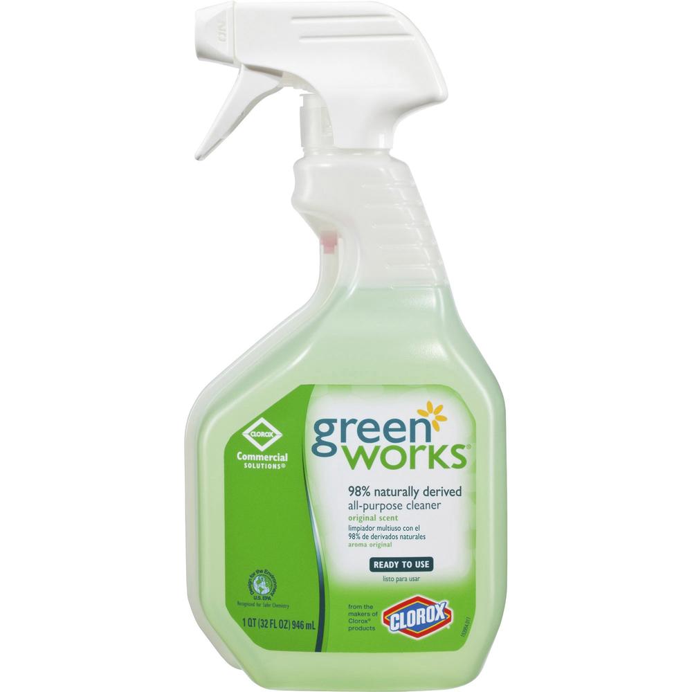 Clorox Commercial Solutions Green Works All Purpose Cleaner Spray - Spray - 32 fl oz (1 quart) - 1 Each - Green. Picture 1